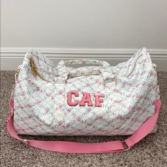 Stoney Clover Lane Handbags - Stoney Clover Lane Floral Travel Bag with Pink Strap